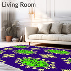 Electric Green Oval Floral Medallion Rug