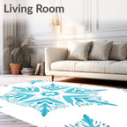 Aqua Snowflake Geometric Medallion Rug