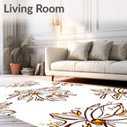 Brown Yellow Sketchy Floral Medallions Rug