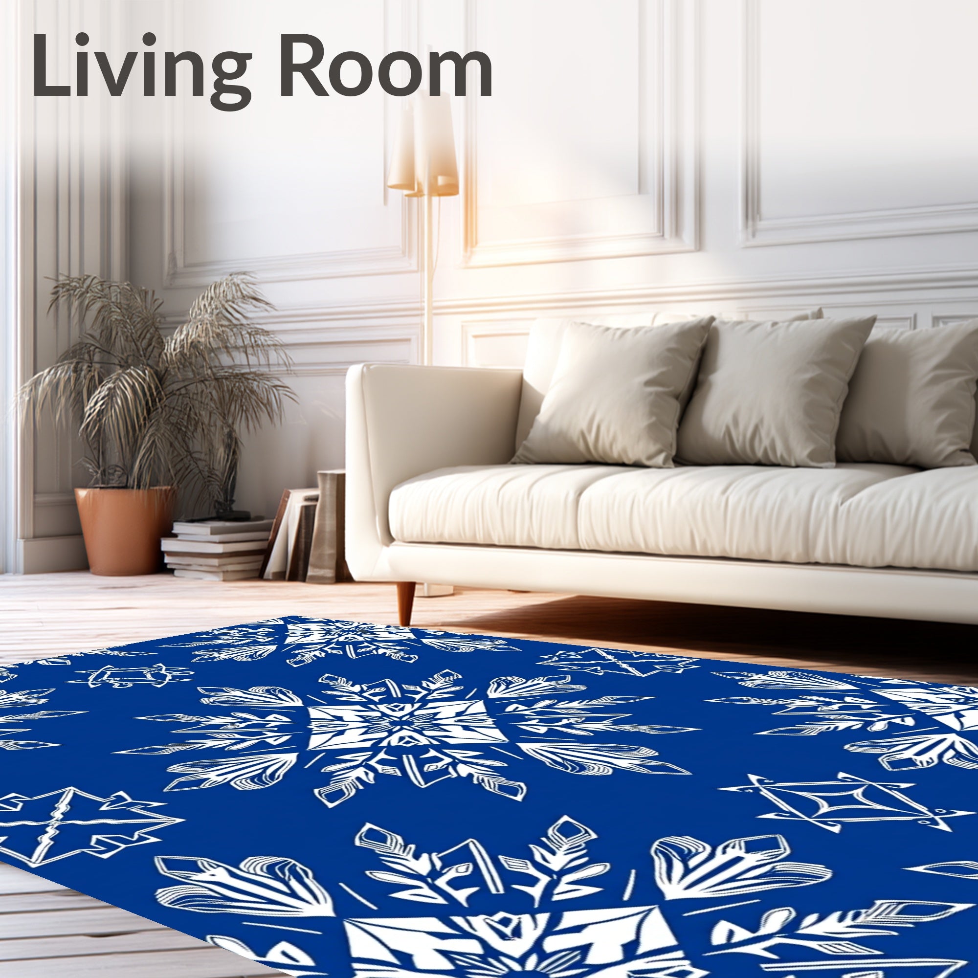 Faceted Blue White Starburst Rug