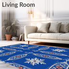 Deep Blue Snowflake Ornamental Collection Rug