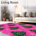 Whimsical Pink Christmas Tree Garland Rug