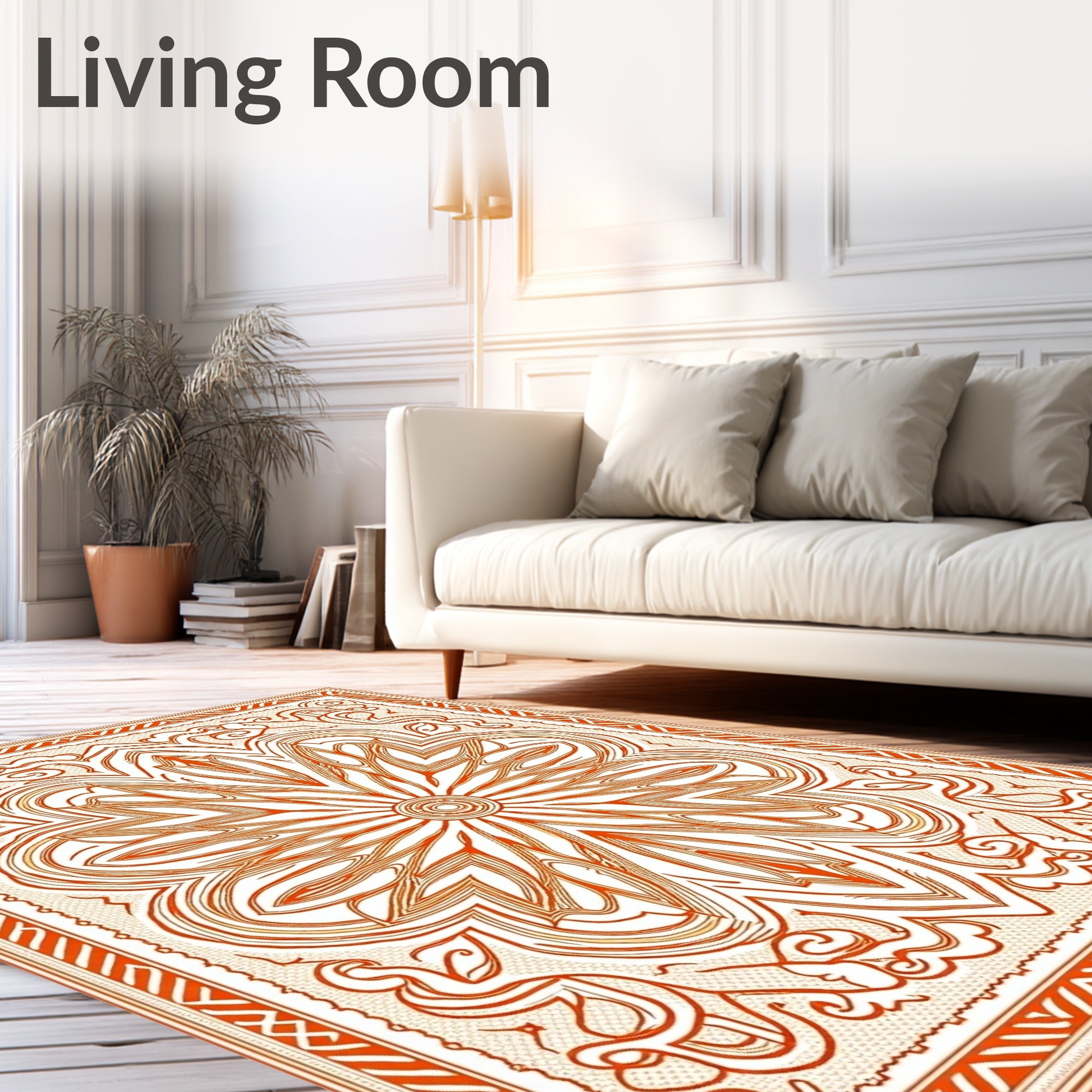 Orange Golden Bloom Mandala Rug