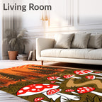 Whimsical Red Mushroom Forest Path Rug