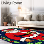Holiday Santa Claus Holly Border Rug