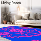Hot Pink Heart Rococo Blue Rug