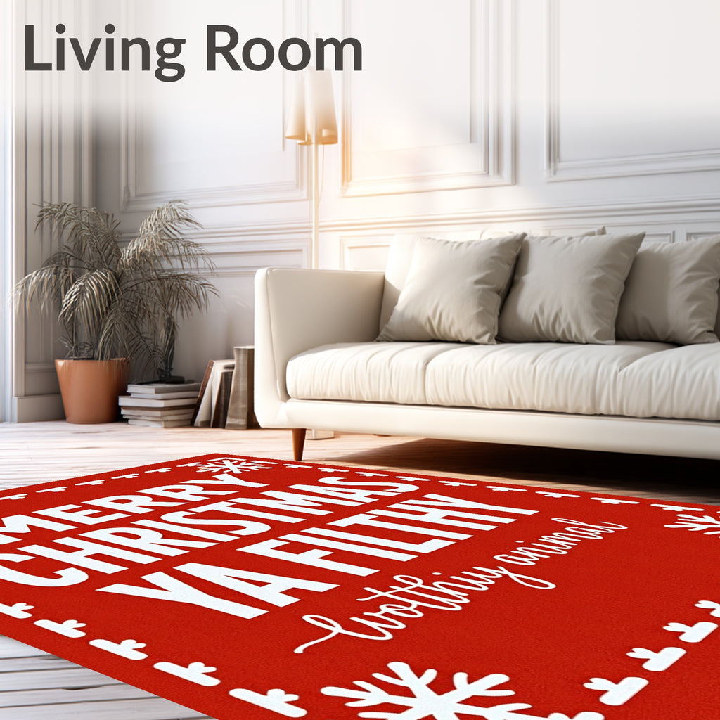 Bold Red Snowflake Christmas Rug