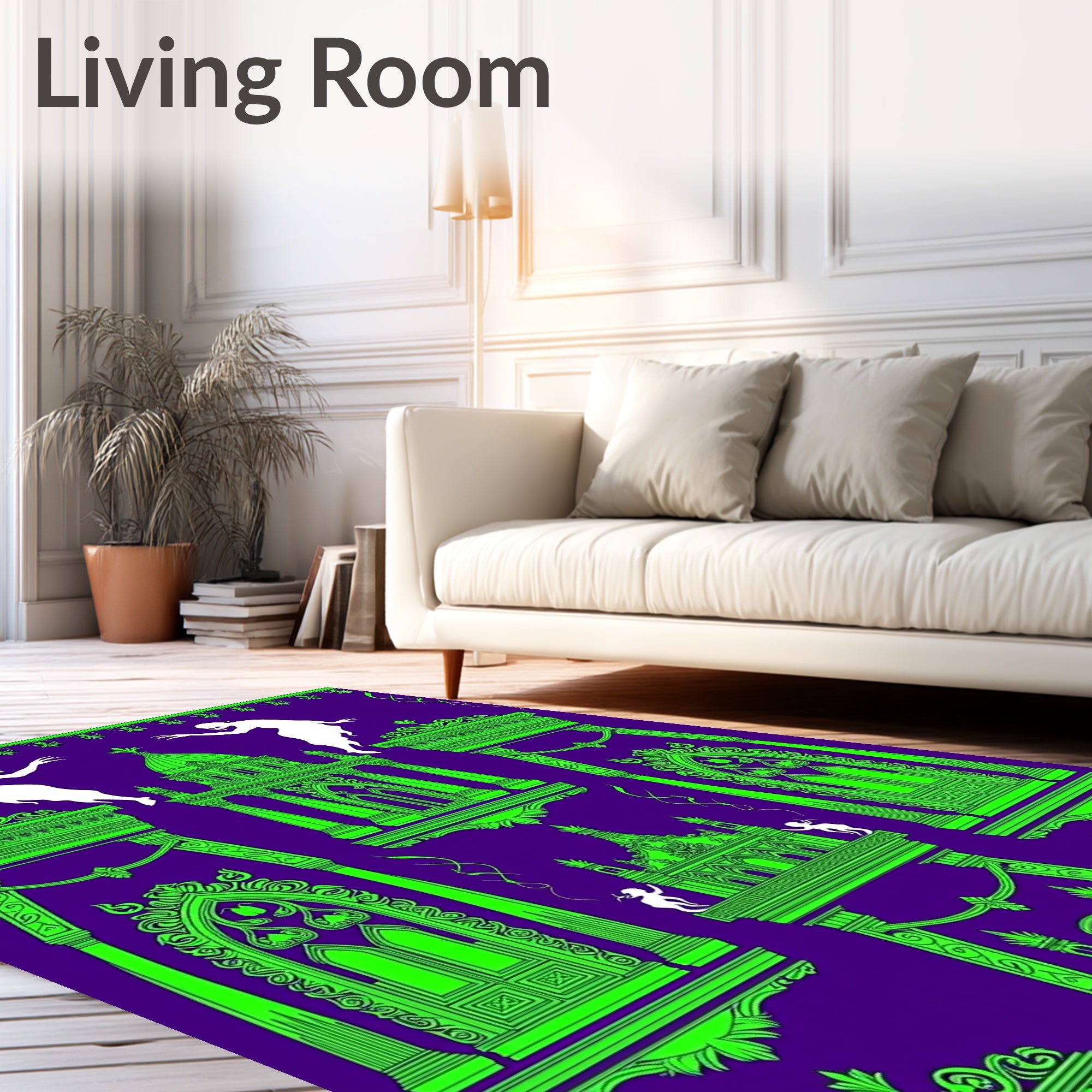 Vivid Green Gothic Spirits Architecture Rug