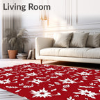 Crimson White Floral Botanical Scatter Rug