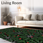 Green Pine Needle Red Berry Radiating Rug