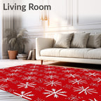 Red White Snowflake Medallion Collage Rug