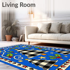 Blue Buffalo Check Christmas Trees Holly Stars Rug