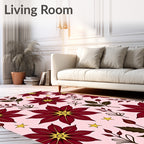 Red Poinsettia Stars Garden Rug
