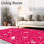 Whimsical White Deer Snowflakes Swirls Rug