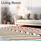 Red Green Diagonal Chevron Flow Rug