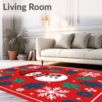 Festive Snowman Snowflake Christmas Celebration Rug