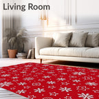Christmas Red Snowflake Star Scatter Rug