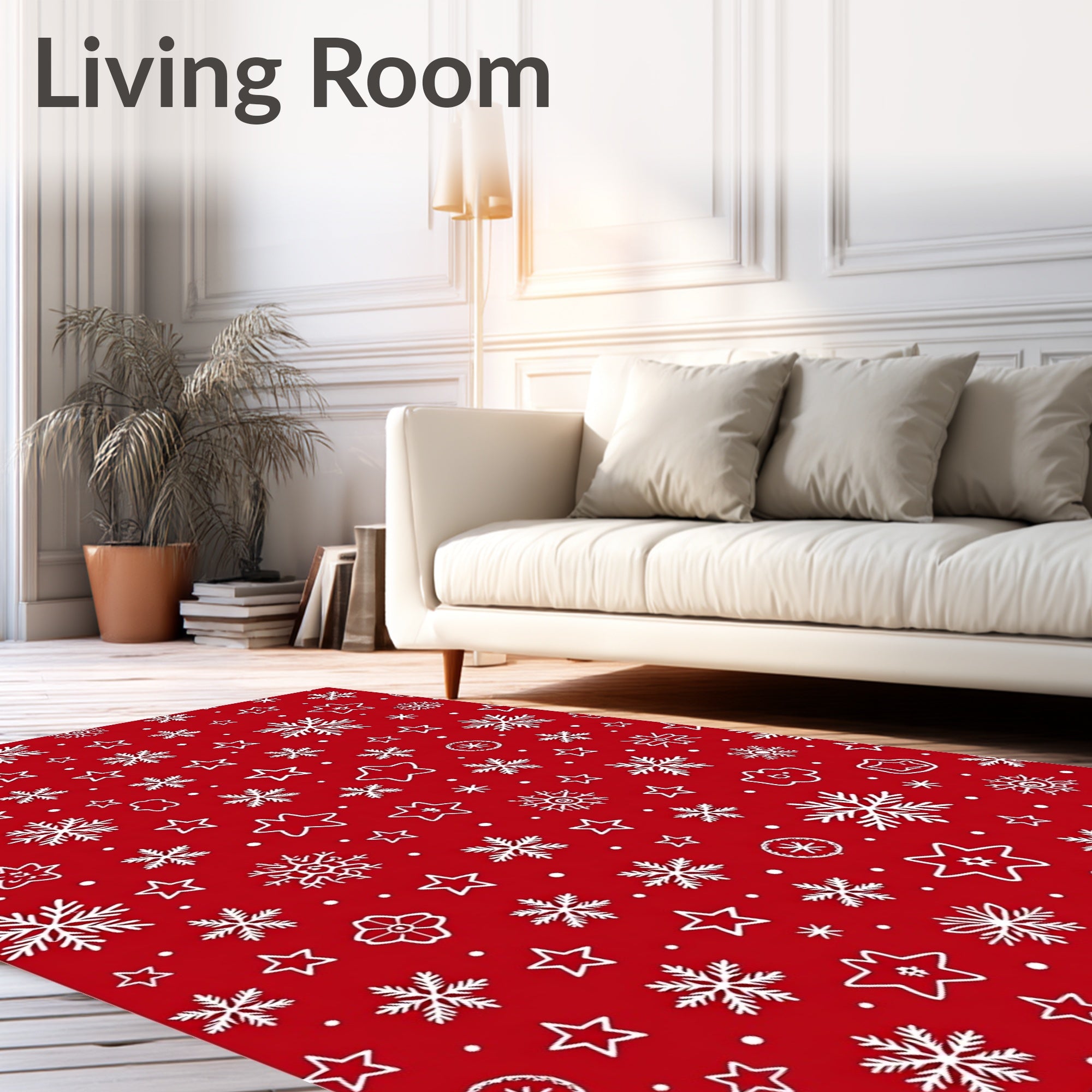 Christmas Red Snowflake Star Scatter Rug