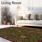 Forest Green Botanical Floral Rug
