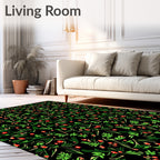 Earthy Green Berry Foliage Tapestry Rug