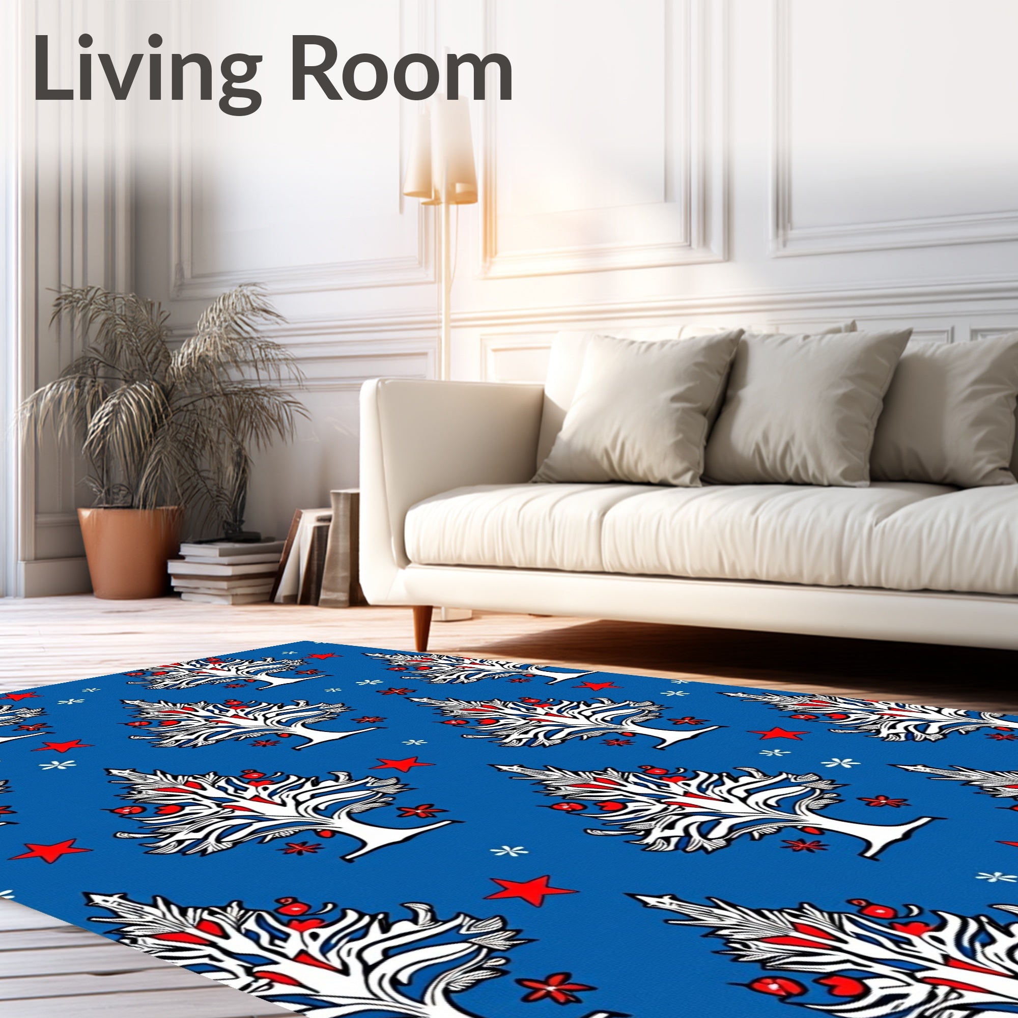 Red White Blue Starburst Tree Garland Rug