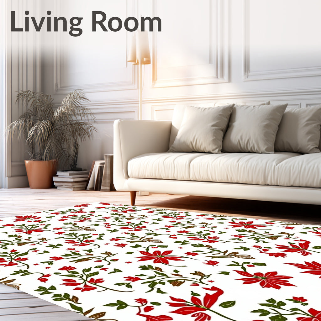 Crimson Floral Vine Garden Rug