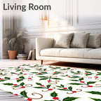 Festive Holly Berry Twig Garland Rug