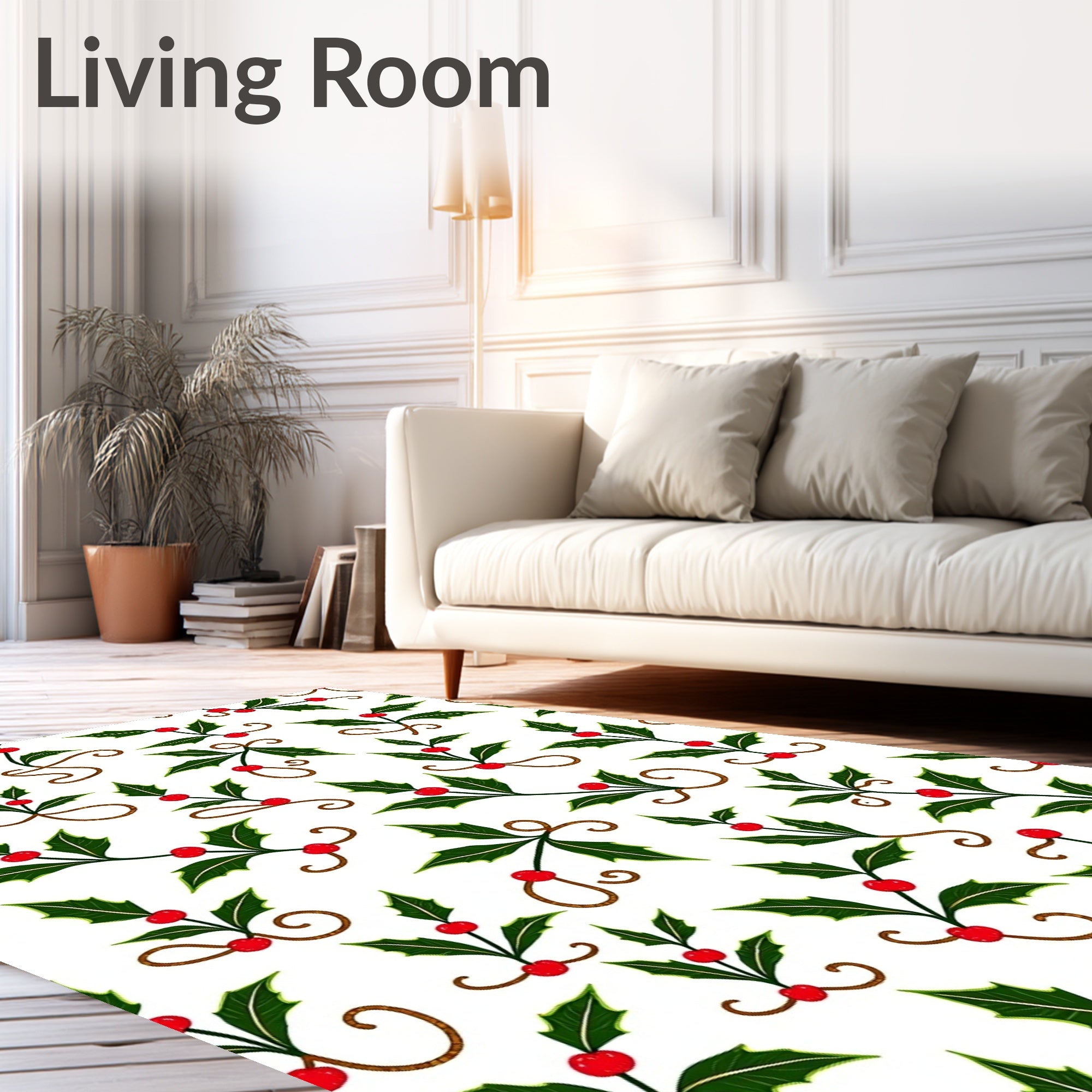 Festive Holly Berry Twig Garland Rug