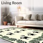 Forest Green Deer Silhouette Border Rug