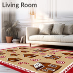 Brown Gingerbread Houses Candy Canes Rug