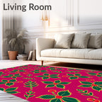Crimson Holly Berry Leaf Cluster Rug