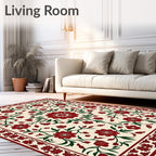 Crimson Floral Vine Garden Rug