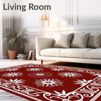Ornate Scarlet Floral Arrangement Rug