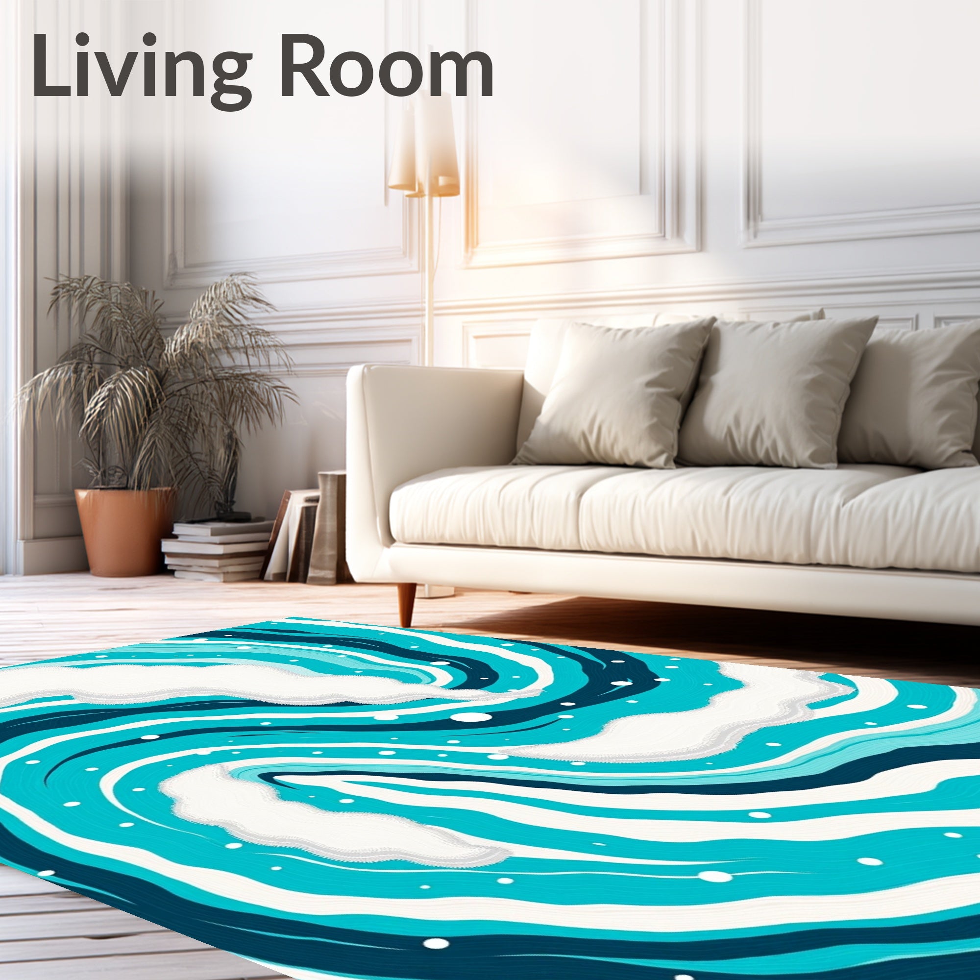 Oceanic Turquoise Swirl Wave Rug