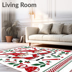 Christmas Gnomes Holly Wrench Border Rug
