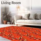 Ornate Scarlet Vine Bloom Rug