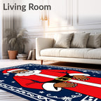 Red Santa Night Stars Border Rug
