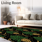 Green Pinecone Gold Swirls Rug