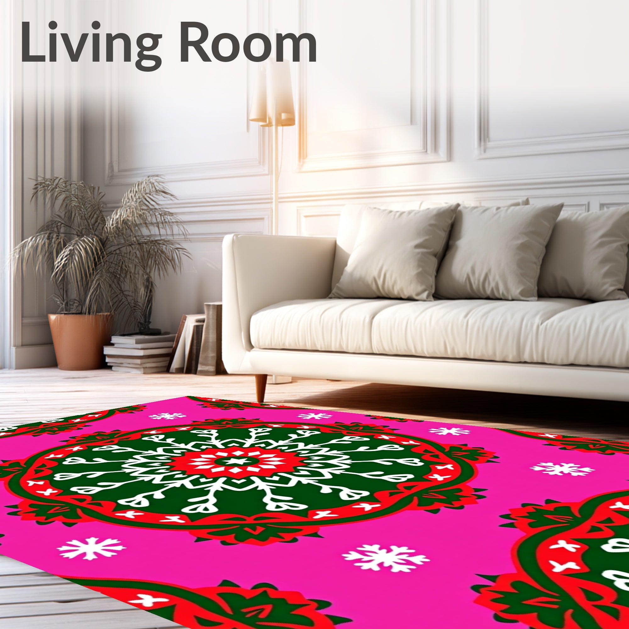 Vibrant Pink Snowflake Medallion Rug