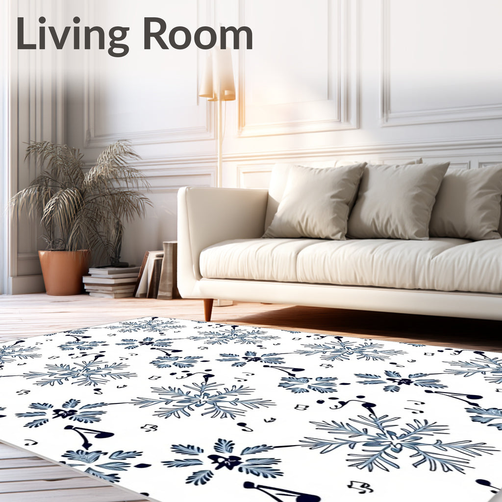 Blue Snowflake Music Note Harmony Rug