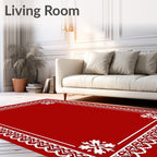 Crimson Snowflake Lace Frame Rug