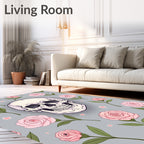 Pale Skull Pink Rose Garden Gray Rug
