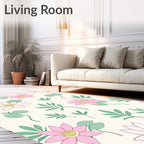 Pink Lavender Floral Leaf Sprig Rug