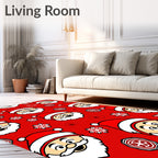 Happy Santa Claus Snowflakes Red Rug