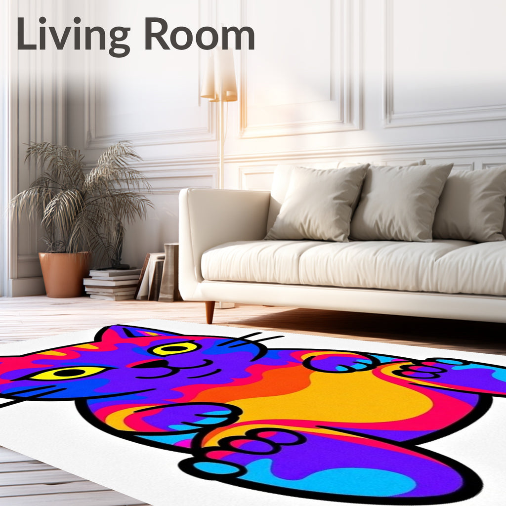 Vibrant Psychedelic Cat Graphic Rug
