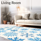 Arctic Blue Snowflake Collage Rug