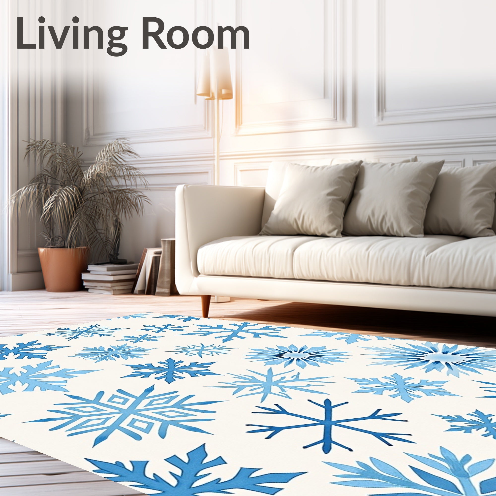 Arctic Blue Snowflake Collage Rug