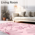 Dainty Pink Floral Branch Arrangement Rug