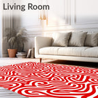 Bold Red Abstract Maze Flow Rug