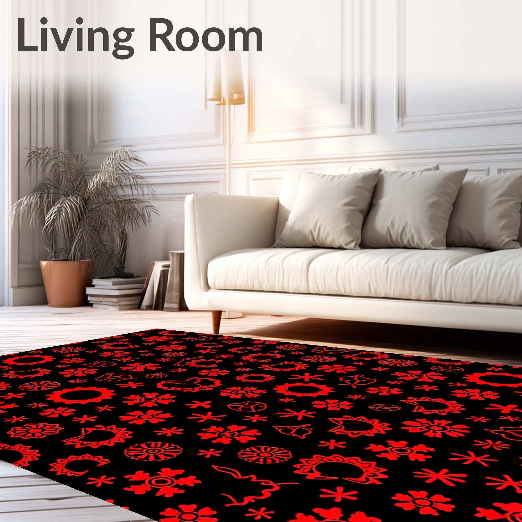 Bold Red Floral Scatter Rug